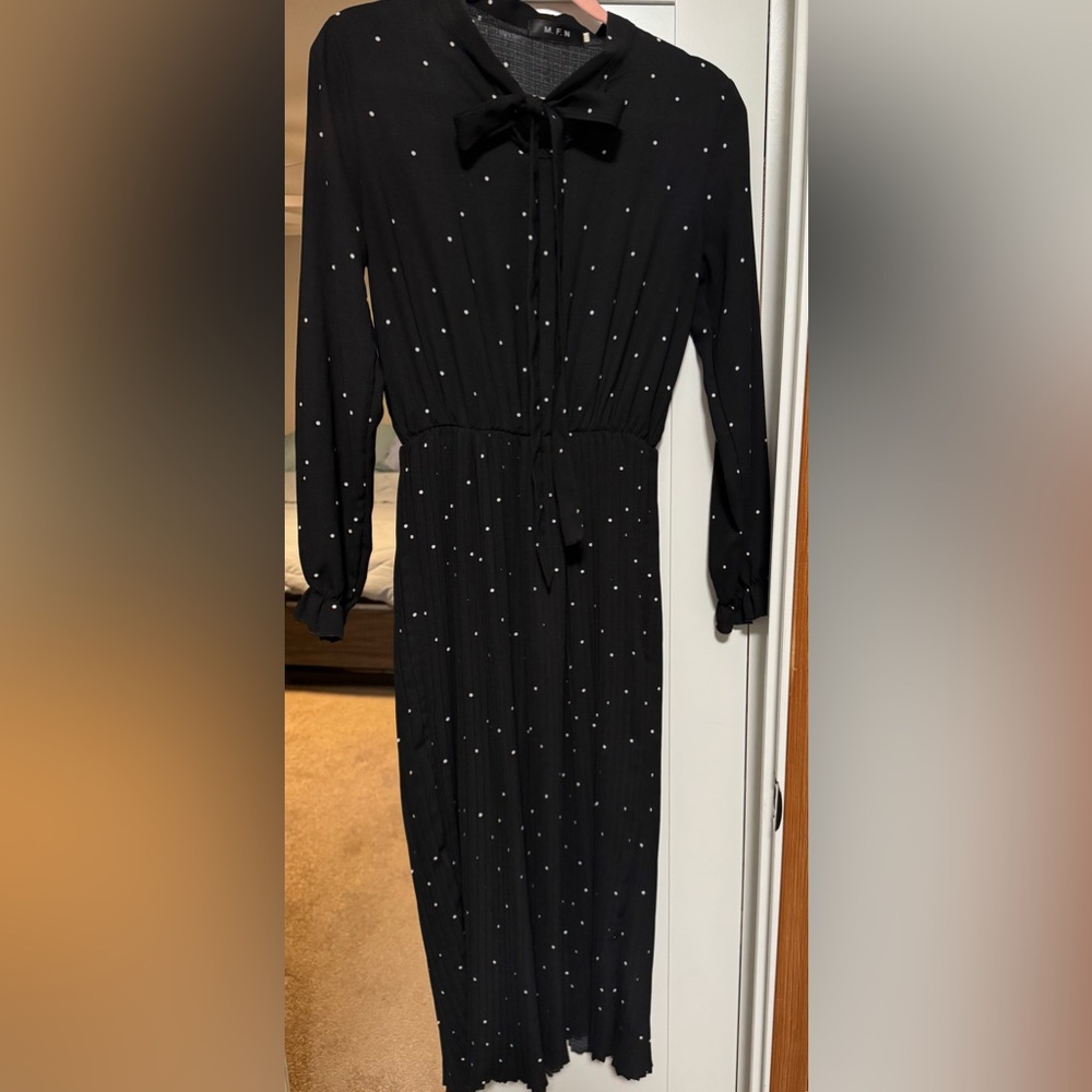 Elegant Black Polka Dot Dress
